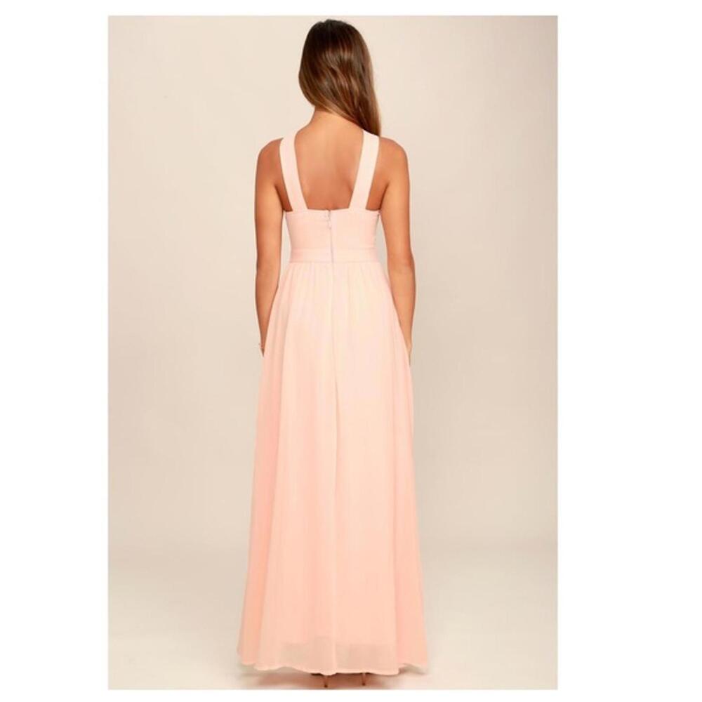 Lulus “Air of Romance” Halter Maxi Dress Blush Pink - Size S - Picture 4 of 5